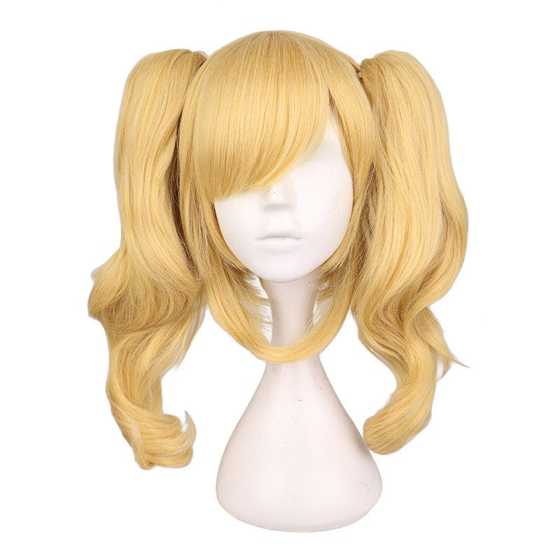 SuQ Long Wavy Cosplay Mixed Blonde Wig With 2 Ponytails Synthetic Hair Wigs