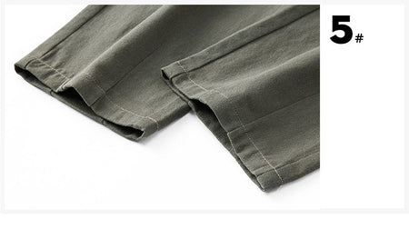 100% Cotton Men's Loose Wide Leg Pants Elastic Waist Fashion ArmyGreen Khaki Korean Streetwear Autumn Straight Trousers