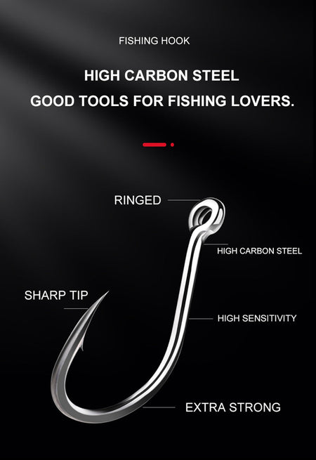 FTK 50-100pcs Gold Fishing Hook High Carbon Steel 1#-12# Barbed Hook With Ringed EYE Red Fishhooks for Carp Fishing Tackle