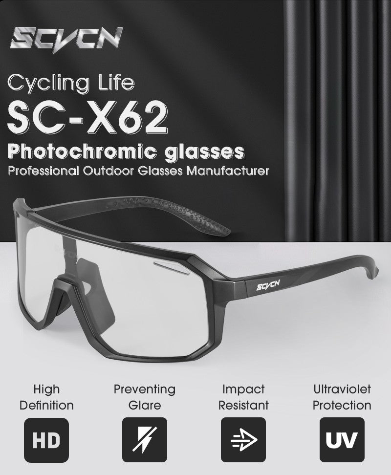 2 Packs Photochromic Riding Cycling Sunglasses Mtb Cycling Glasses Goggles Bicycle Mountain Bike Men's Women Sport Eyewear