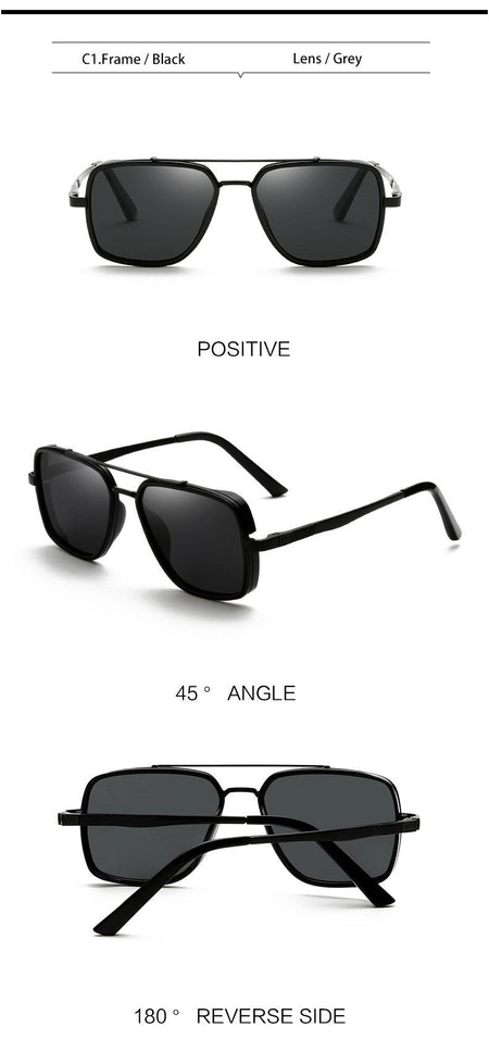MIZHO Brand Tony Stark Iron Man Sunglasses For Men Driving Fashion COOL High Quality Driving Polarized Sun Glasses UV Protection