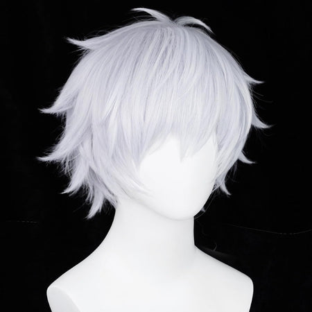 Gojo Cosplay Wig Mens Short Silver Violet synthetic Wig Fluffy Spiky Hair Wigs for Anime Cosplay Halloween Costume
