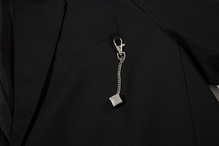 Autumn Winter Mens Fashion Metal Trim Suit Jacket Trendy Brand Solid Color Handsome Hong Kong Style Business Blazer Coat