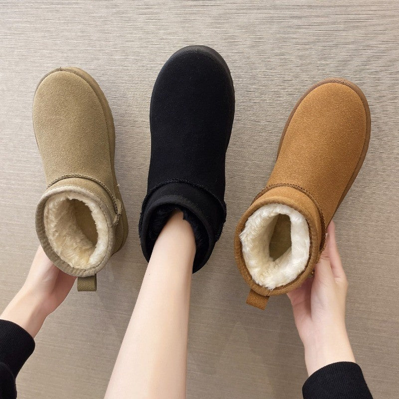 Snow Boots Women's Short Tube Thickened Cotton Shoes Non-slip Winter New Shoes Student Women's Shoes 2023 Black Boots