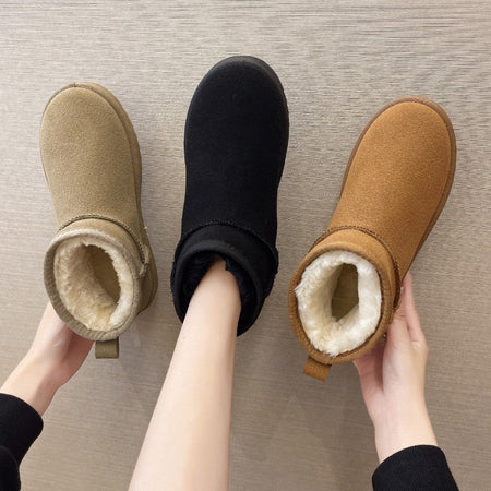 Snow Boots Women's Short Tube Thickened Cotton Shoes Non-slip Winter New Shoes Student Women's Shoes 2023 Black Boots