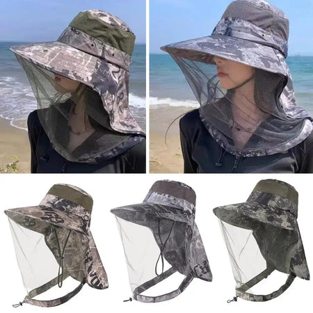 Outdoor Head Face Mask Hat Net Cover Anti-mosquito Cover Mosquito Net Cap Travel Breathable Head Mesh Covers Fishing Caps