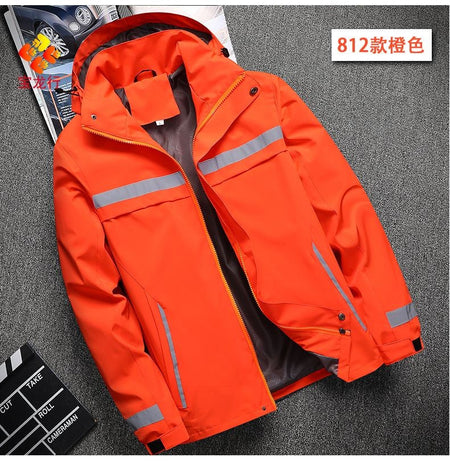 Lightweight Hooded Work Jacket, Waterproof Abrasion Resistant Reflective Outdoor Windbreaker