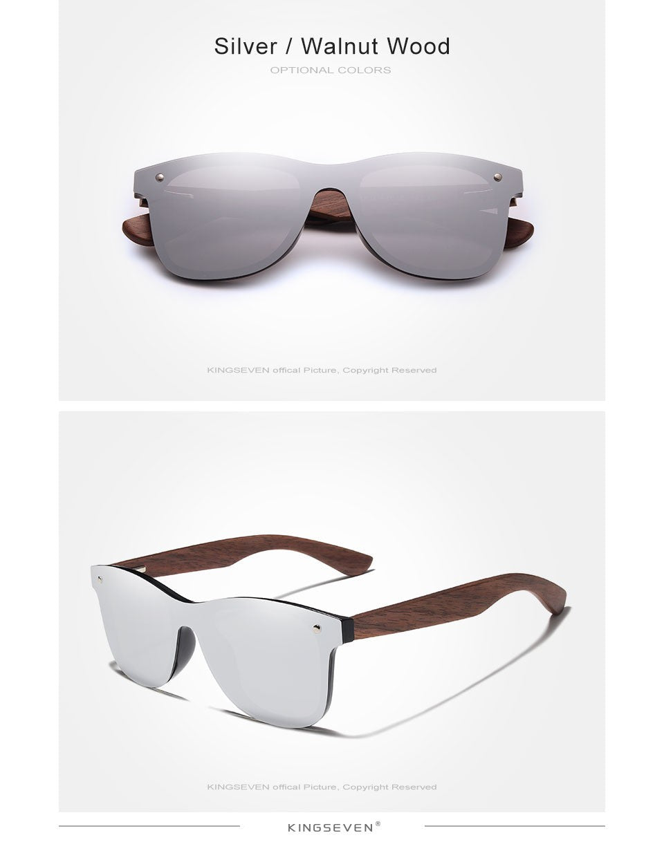 KINGSEVEN UV400 Sunglasses For Men Polarized Walnut Wood Handmade Sun Glasses High Quality Protection Women Eyewear Gafas