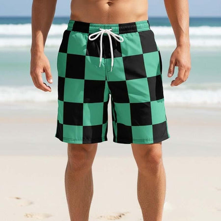 Anime Kamado Tanjirou Cosplay Shorts Tomioka Giyuu Kamado Nezuko 3D Print Beach Shorts Elastic Waist Outfits for Men