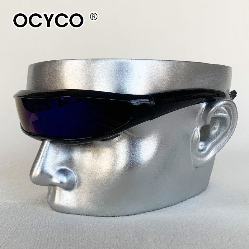 OCYCO X-men Futuristic Stylist One-piece Punk Wrap Around Fashion Glasses Personality Retro Large Frame Square Sunglasses