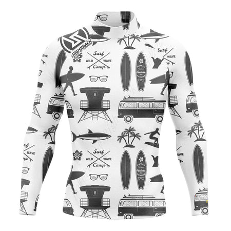 New Men's Surfing Shirt Gold Coast Lycra Rashguard RIGHTTRACK Long Sleeve Surf Sportswear Beach UV Swimwear UPF50+ Clothes