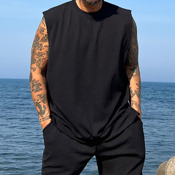 Men's Plus Size Vest Shirt 110-200KG Gym Workout Tummy Control Compression Tank Top Black Print Sleeveless Tee Fat Male Clothing