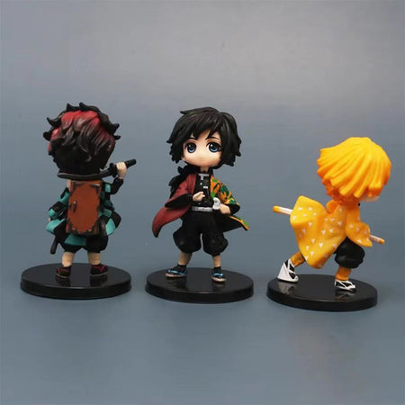 6pcs Anime Demon Slayer Figure Nezuko Tanjirou Zenitsu Inosuke Kyoujurou Giyuu Kawaii Qposket Figural PVC Model Toy Collect Gift