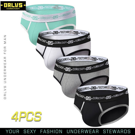 BS 4PC/LOT Men Briefs Sexy Underwear Male Underpants Men's Sexy Breathable Brief Pants Comfortable Men Briefs Underwear Cotton