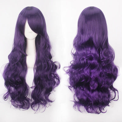 European and American style cos color anime wig, with foreign trade buckle net, universal, 80CM long, curly Synthetic fiber wig