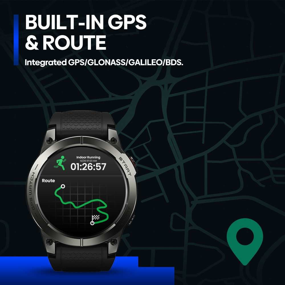 New Zeblaze Stratos 3 PRO GPS Smart Watch 1.43” HD AMOLED Display Built-in GPS Bluetooth Phone Calls Sports Smartwatch for Men