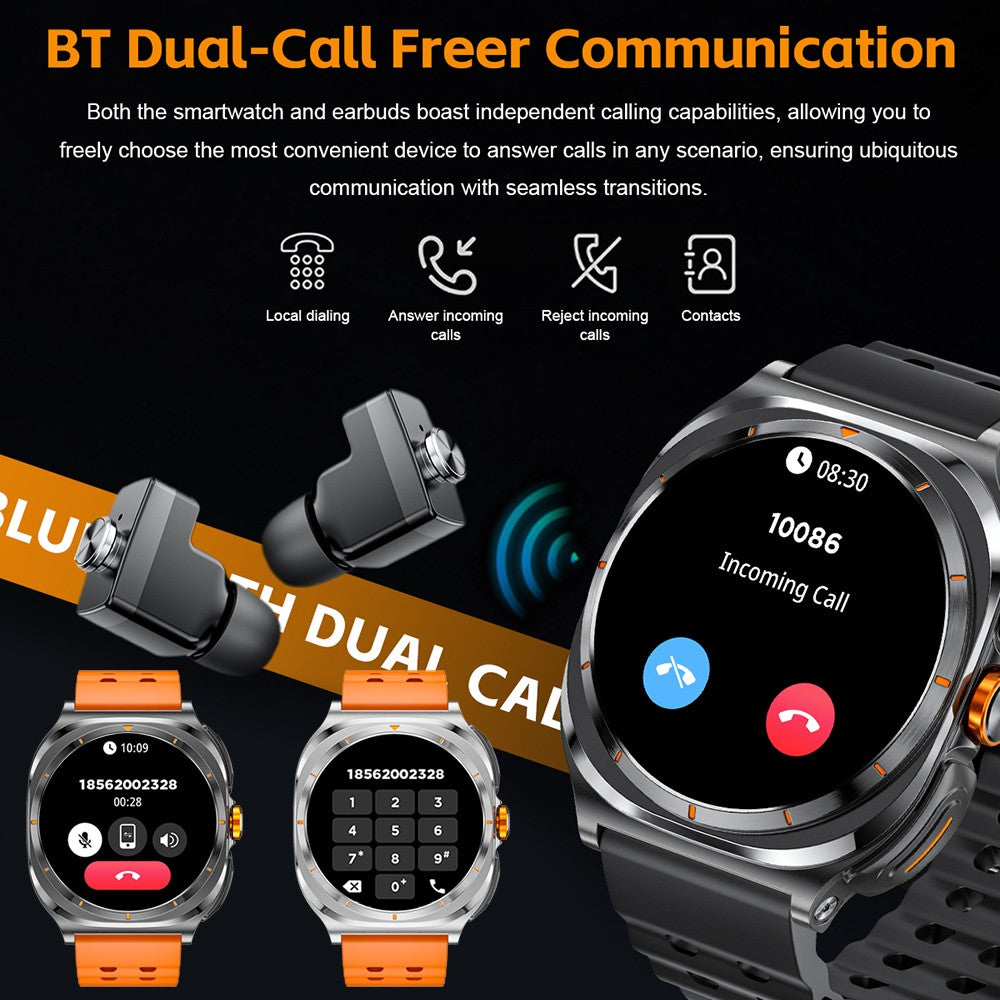 Bluetooth Call IP68 Waterproof 2025 New Upgraded 2-in-1 TWS Bluetooth Earphones Smart Watch For Men and Women Sports Smartwatch
