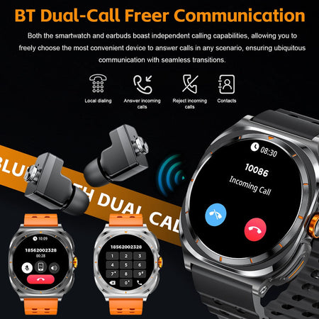 Bluetooth Call IP68 Waterproof 2025 New Upgraded 2-in-1 TWS Bluetooth Earphones Smart Watch For Men and Women Sports Smartwatch