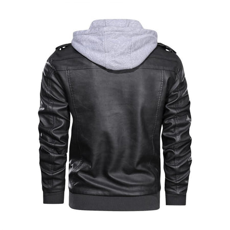 Men Faux Leather Cardigan Leathers Jackets Zipper Coat Long Sleeve Solid Autumn Moto Bike Casual Autumn 2025 Hooded Spliced