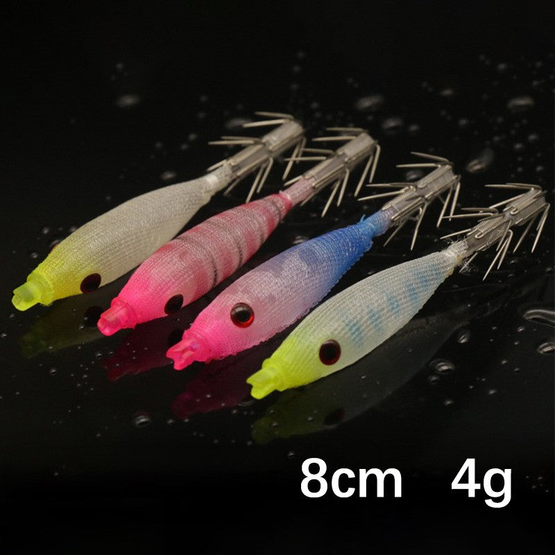 8cm 4g Squid Jig Lure, Soft Plastic Artificial Bait with Hook for Saltwater Fishing