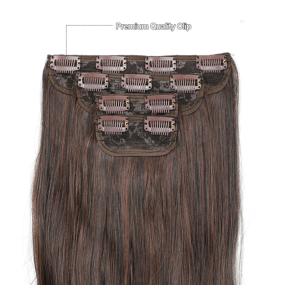 24Inch 61cm Body Wave Synthetic Wavy Blond 27/613 White Clip In Hair Extensions 4Pcs/lot 220g Heat Resistant Fiber