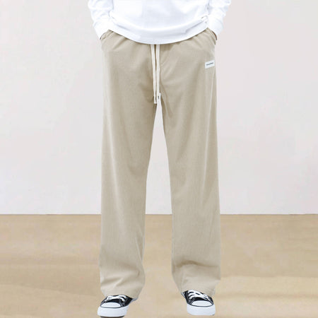 Mens Corduroy Joggers Pants Casual Cargo Pants Drawstring Elastic Waist Baggy Tapered Sweatpants with Pockets Outdoor Sweatpants