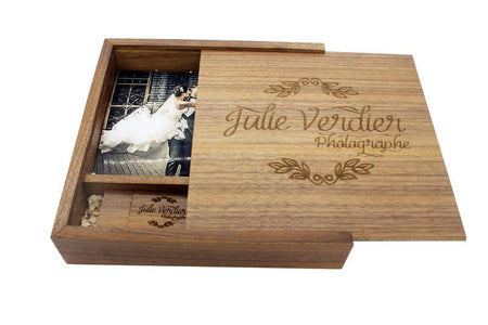 JASTER Walnut Maple Photo Album Wood Usb+Box Memory Stick Pendrive 128GB 64GB U Disk Photography Wedding Gift Free Custom Logo