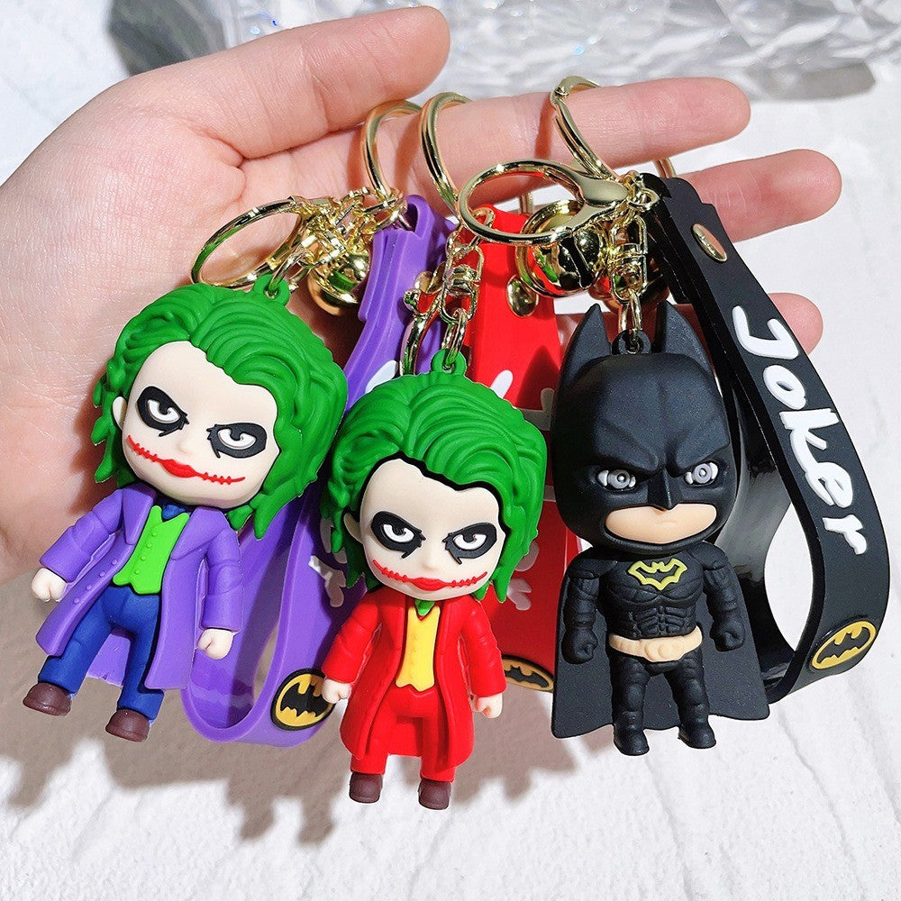 Anime Harley Quinn cartoon Marvel Batman Joker image doll bag keychain cute pendant Wonder Woman car accessories keychain