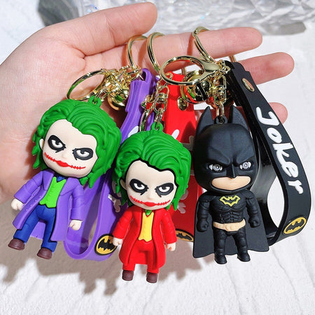 Anime Harley Quinn cartoon Marvel Batman Joker image doll bag keychain cute pendant Wonder Woman car accessories keychain