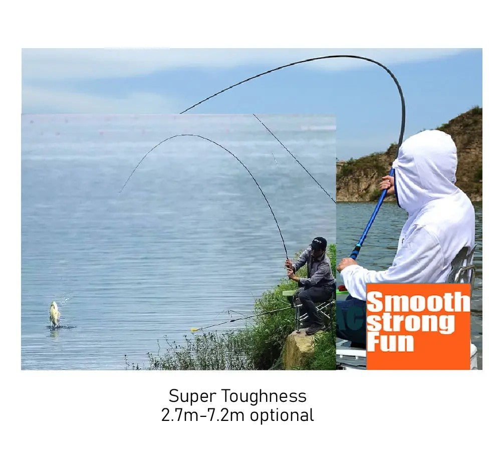 BAKAWA Stream Fishing Rod 3.6M/3.9M/4.5M/5.4M/6.3M/7.2M Telescopic 100% Carbon Fiber Pole Travel Tackle Carp Freshwater Pesca