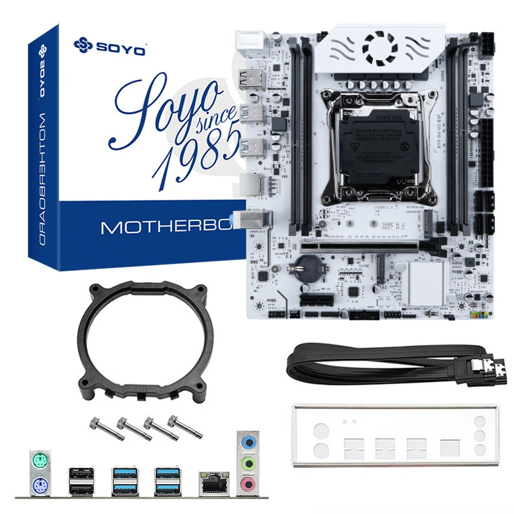 SOYO X99 Motherboard DDR4 LGA2011-3 with M slot 2 Supports C612 Chipset Dual channel DDR4 SATA 3.0 White Cooling Armored Fan