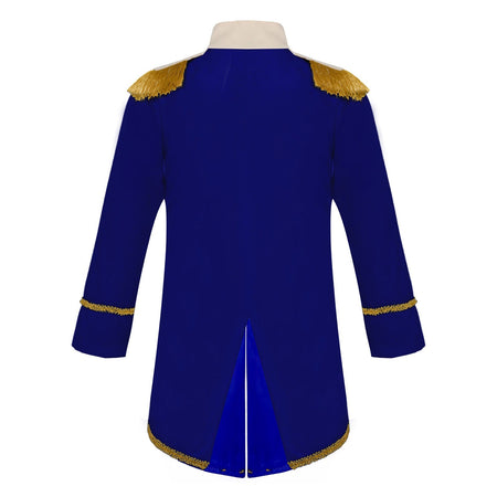 Little Boys Prince Cosplay Costume Long Sleeve Gold Fringe Braiding Velvet Tuxedo Tailcoat Royal Court Cosplay Jacket Dress Up