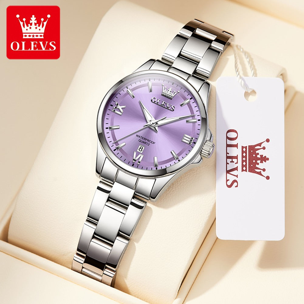 OLEVS 3668 Women Watch Luxury Original Quartz Watch Sword Needle Fashion Roman Automatic Date Calendar Window Women Watch
