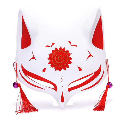 New Fashion Anime Fox Mask Hand-Painted Half Face Cat Mask With Tassels Bell Halloween Masquerade Party Festival Cosplay Gift