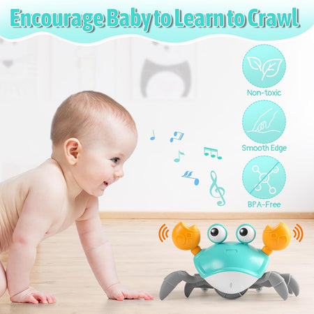 Induction Escape Crab Electric Pets Musical Toys Toddler Crawling Baby Walker Crab Interactive Toys for Children Gifts