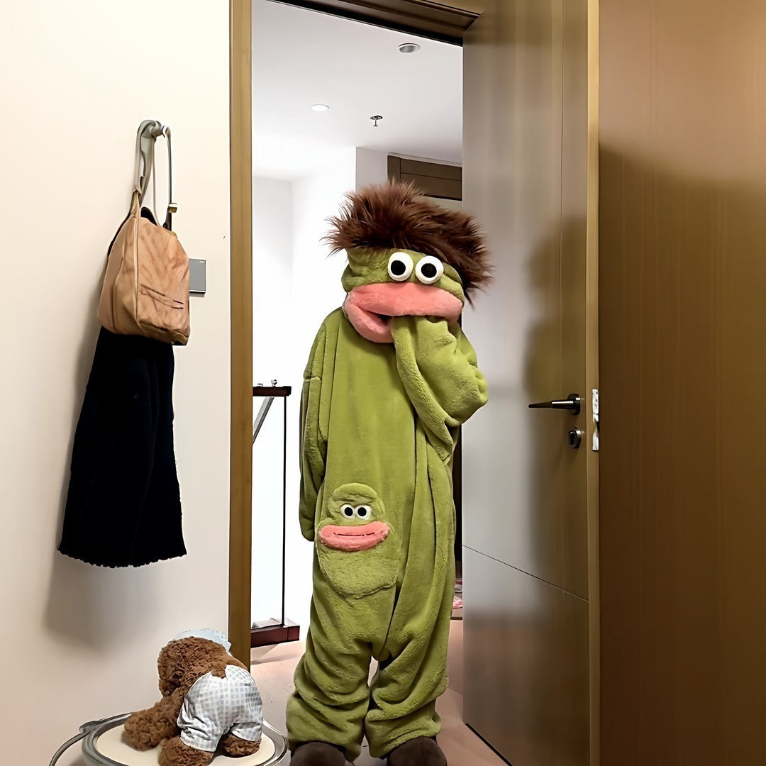 Generic Big Mouth Monster Onesie Pajamas Winter Thick Coral Fleece Ugly Cute Funny Warm Loungewear For Adults Cosplay Jumpsuit