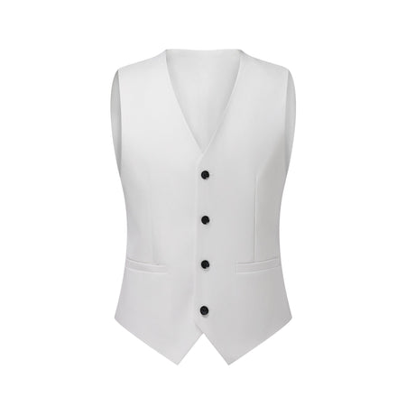 Men's Three-Piece White Suit, Anti-Wrinkle, No-Iron, Anti-Stick Fur Business Formal Suit, Four-Season Workplace Work Clothing Dr