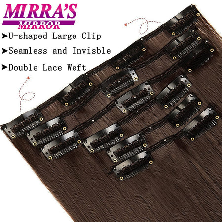16 Clips in Hair Extensions 24Inchs Long Straight Hairstyle Synthetic Blonde Black Hairpieces Heat Resistant Fake Hair 6Pcs/Set