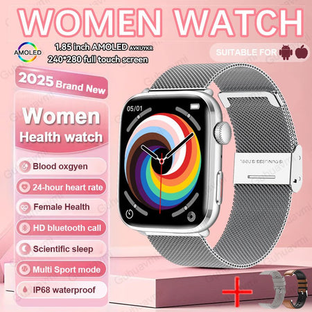2025New NFC Smat Watch Women 1.85-inch Blood Pressure Heart Rate Bluetooth Call Female Health Smarwatches Ladies For Android IOS