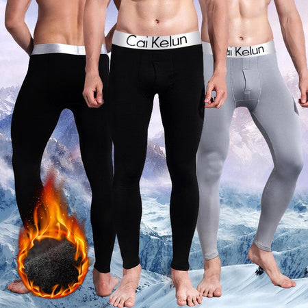 Men's Thermal Underwear Pants, Slim Leggings, Fleece Thickened Skinny Warm Long Pants, Men's Warm Pants For Autumn Winter