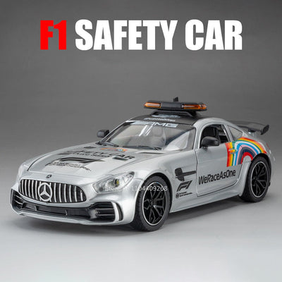 1:24 GTR F1 Safety 300SL Sport Car Model Toy Alloy Diecast Sound Light Shock Absorption Miniature Vehicle Models Collection Gift