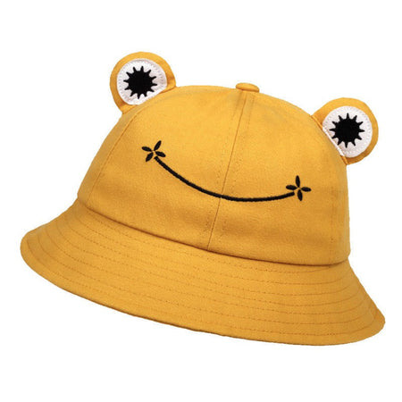 New Frog Shaped Parent Child Fisherman Hat with Embroidery for Men and Women, Sunshade, Warmth, Ear Protection Basin Hat