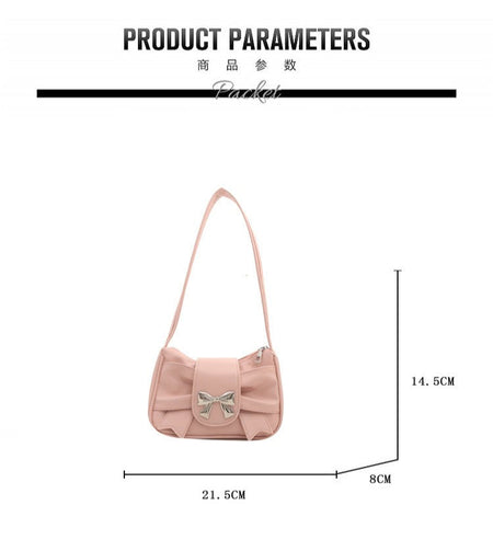 Trendy Bow Shoulder Bag Handbag Casual Underarm Bag Daily Commuting Bags PU Leather Lady Banquet Bag Business Women's Bags