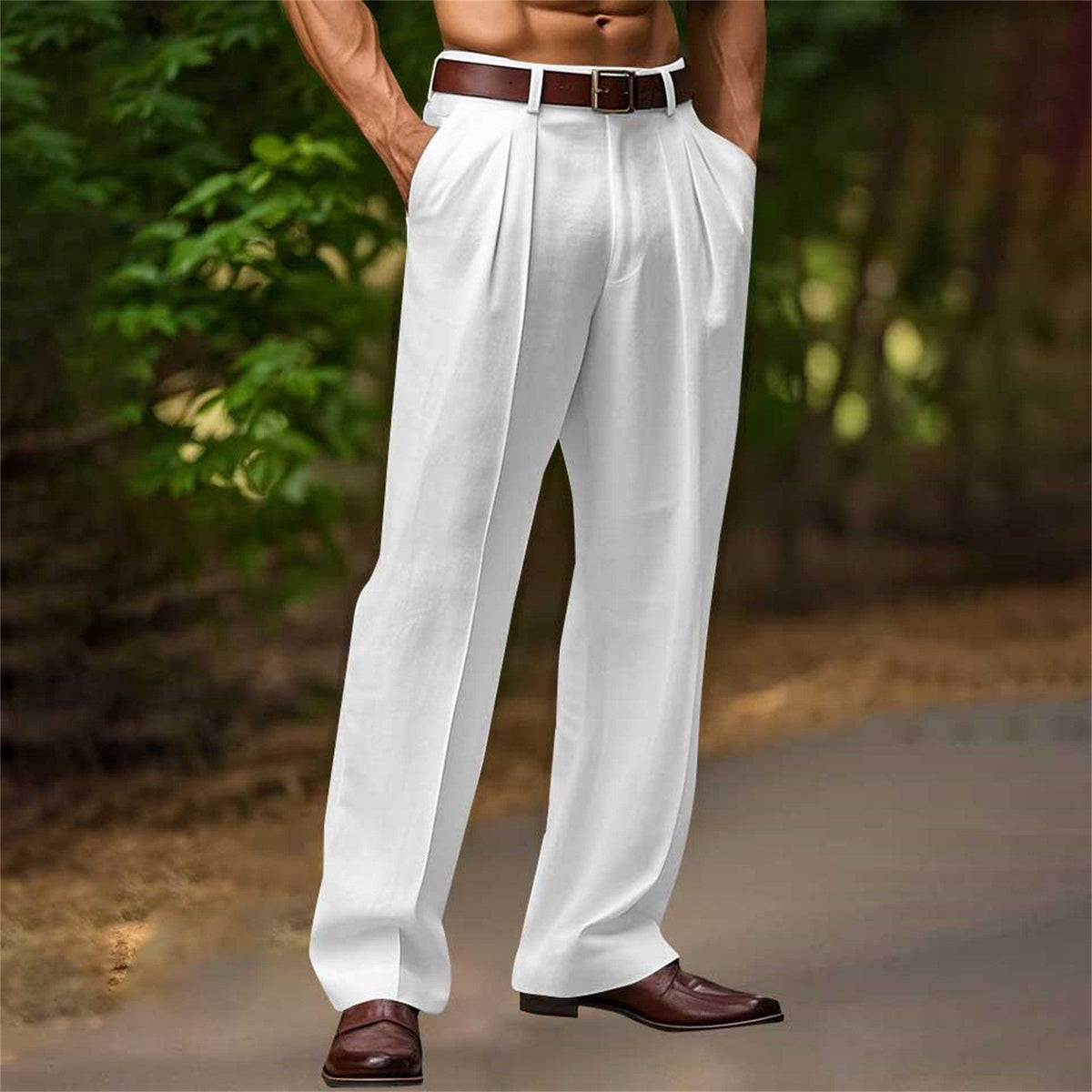 2026 Men's Stand Pocket Casual Linen Pants Solid White Gray Trouser Plus Size 3xl Mens Elegant Fashion Sweatpants Men Streetwear