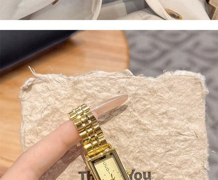 GEDI Square Watch Stainless Steel Gold Vintage Watches for Woman Luxury Elegant Waterproof Quartz Wristwatch Gifts Girlfriend