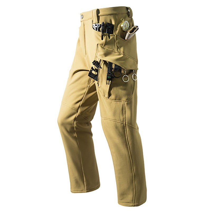 Men's Winter Autumn Fleece Softshell Pants Tactical Military Combat Cargo Trousers Hiking Camping Climbing Casual Sportwears