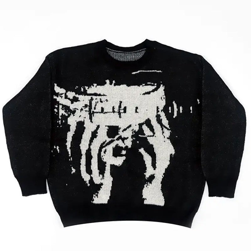 Men's Winter Sweater Pullovers Knit Long Sleeve Tops Hip Hop Korean Fashion Harajuku Jumper Gorhic Coat Y2k Streetwear Clothing