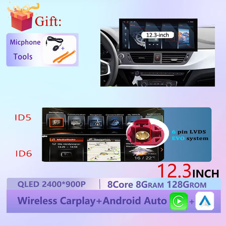 Wireless CarPlay Android 15 Touchscreen Stereo For BMW 1 Series F20 F21 F22 F23 2016 - 2023 NBT/EVO System WiFi GPS 4G F6NAVI