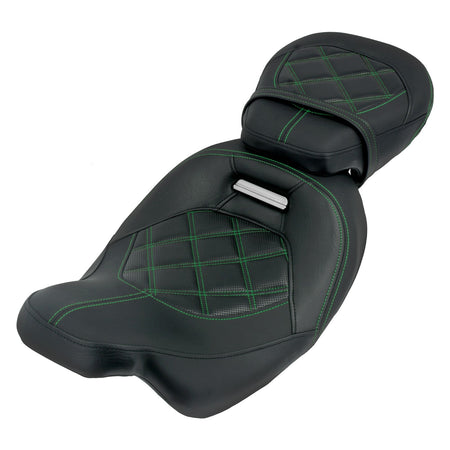 Motorcycle Two Up Seat Black Front Rear Driver Passenger Seat For Harley Touring Road King Street Electra Road Glide 2009-2024