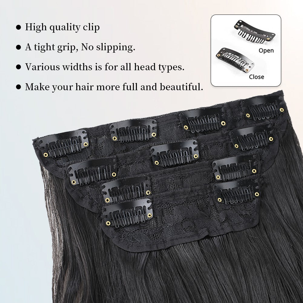 Body Wave Hairstyle Synthetic Hair Extensions 4pcs/set Head   Wigs Clip Clips Hair Extensions For Women Girls